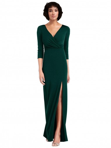 Long Sleeves V-Neck V-Back Spandex Trumpet Formal Evening Dress Online