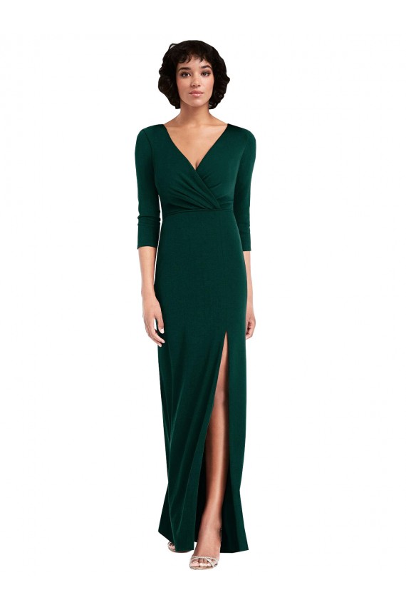 Long Sleeves V-Neck V-Back Spandex Trumpet Formal Evening Dress Online