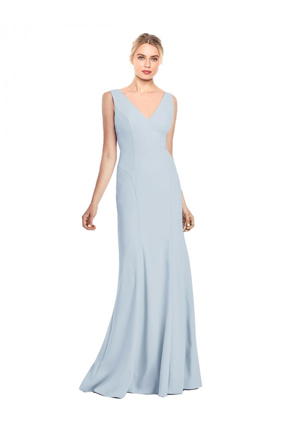 Sleeveless V-Neck Low Back Stretch Crepe Trumpet Evening Dress Online
