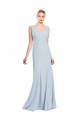 Sleeveless V-Neck Low Back Stretch Crepe Trumpet Evening Dress Online