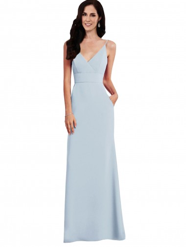 Sleeveless Spaghetti Straps V-Back Stretch Crepe Trumpet Formal Dress Online