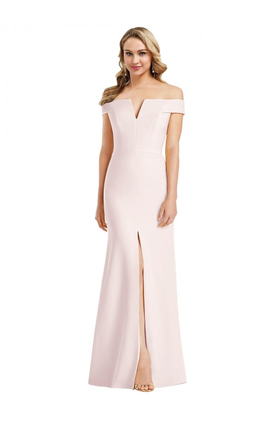 Sleeveless Off the Shoulder Stretch Crepe Trumpet Evening Dress Online