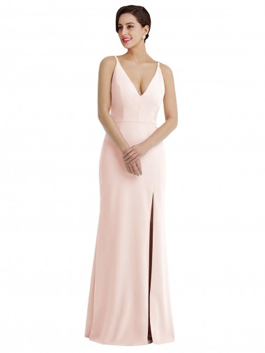 Sleeveless V-Neck V-Back Stretch Crepe Trumpet Formal Evening Dress Online