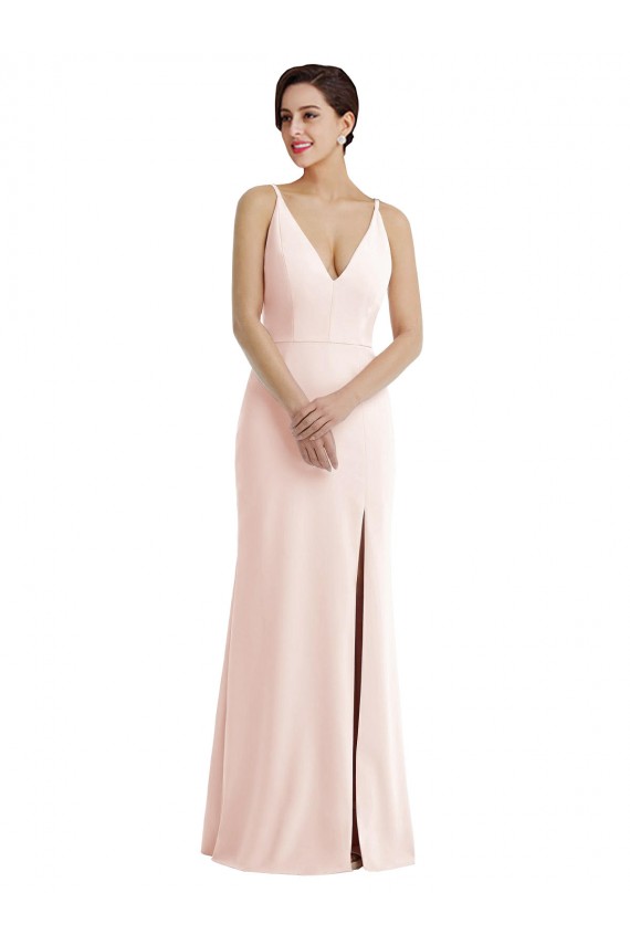 Sleeveless V-Neck V-Back Stretch Crepe Trumpet Formal Evening Dress Online