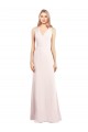 Sleeveless Pink V-Neck Keyhole Back Stretch Crepe Trumpet Semi Formal Evening Dress Online