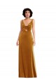 Sleeveless V-Neck V-Back Stretch Velvet Trumpet Semi Formal Evening Dress Online