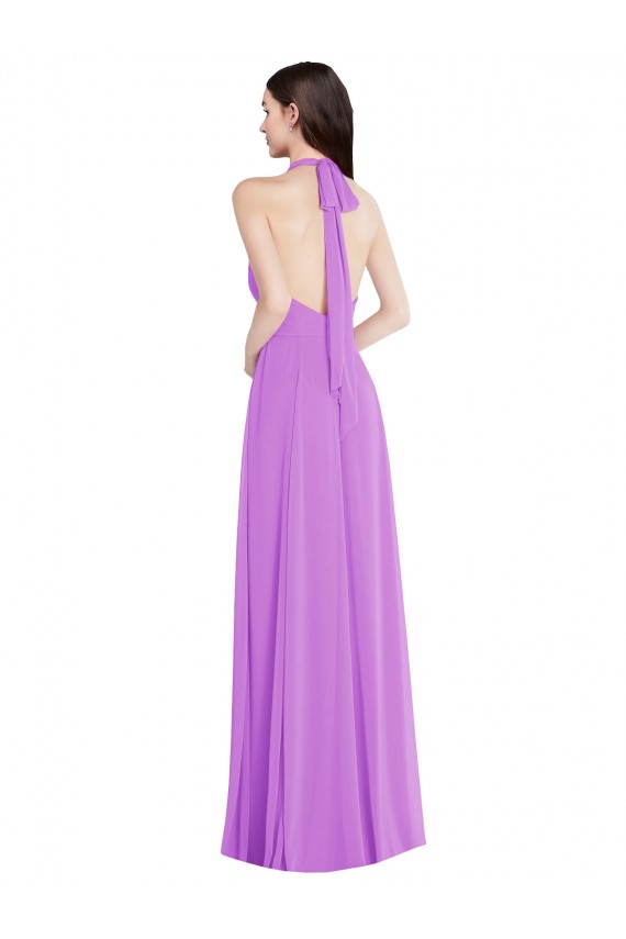 Sleeveless Halter Neck Backless Soft Chiffon A-Line Formal Evening Dress Online
