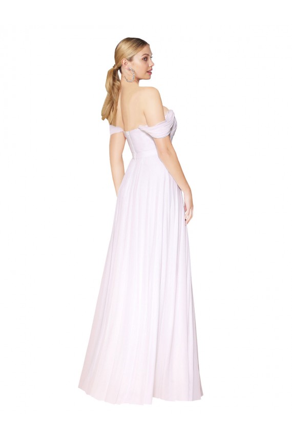 Sleeveless Off the Shoulder Soft Chiffon A-Line Formal Evening Gown Online