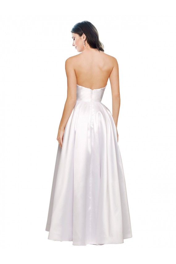Sleeveless Strapless Low Back Stretch Satin A-Line Formal Evening Dress Online