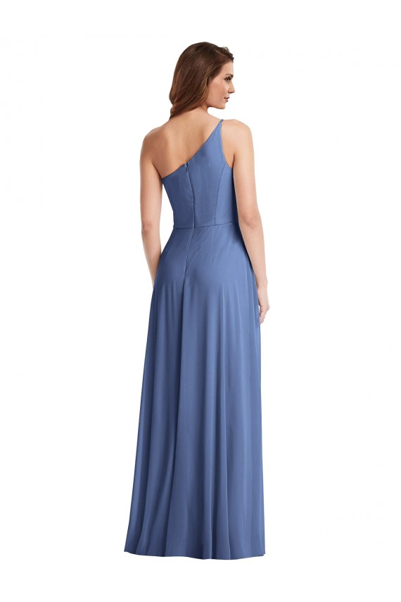 Sleeveless Windsor Blue One Shoulder Soft Chiffon A-Line Formal Evening Dress Online