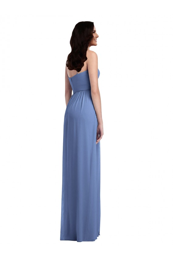 Sleeveless Windsor Blue Spaghetti Straps Low Back Soft Chiffon A-Line Semi Formal Evening Dress Online